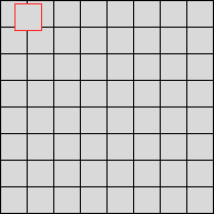 Clipspace coordinates square, split in 8x8 grid of smaller squares, but the top left square is misplaced between the first and second position
