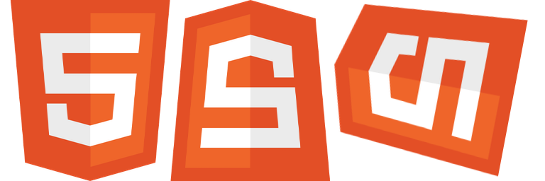 Three HTML5 badges in a row. The first one has the normal orientation. The second one is upside down. The third one has a random orientation.
