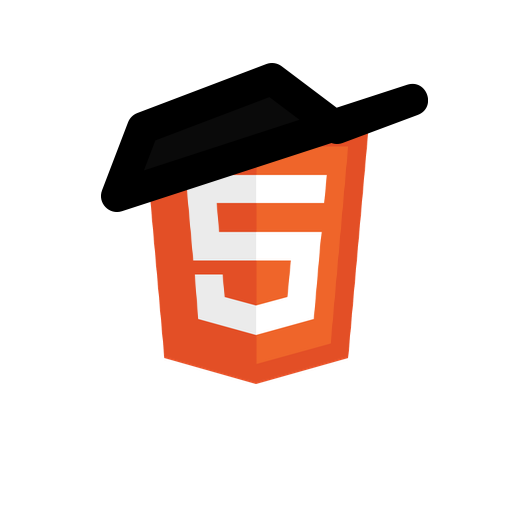 The HTML5 badge with a handrawn hat on the top of it.