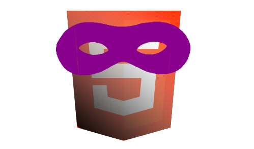 The HTML5 badge with an amazing purple eye mask
