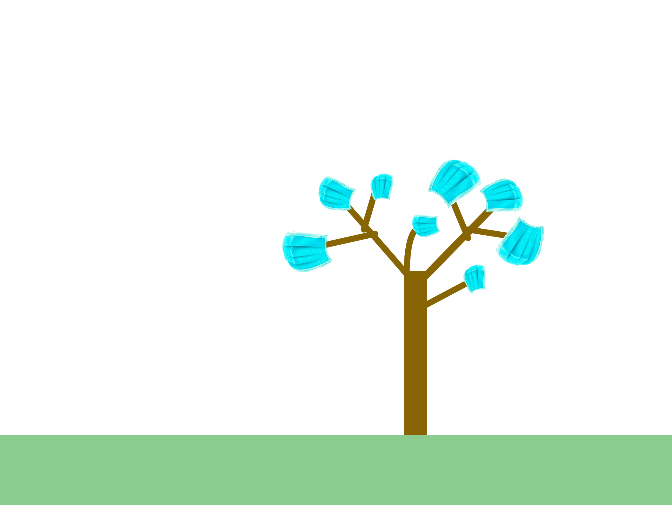 A tree with COVID masks as leafs