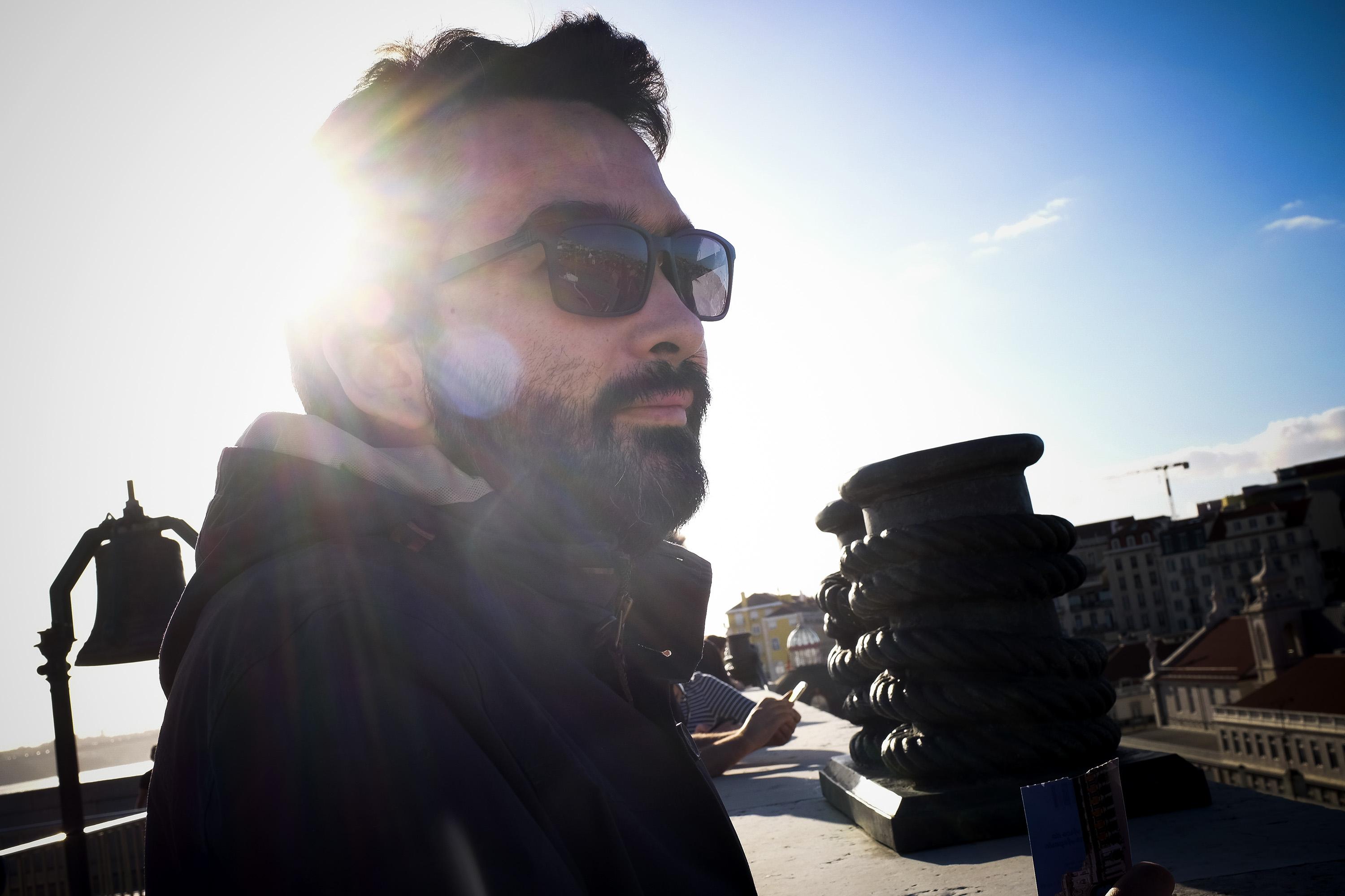 Me in Lisbon at the top of the arc in Rua Augusta enjoying a sunny day